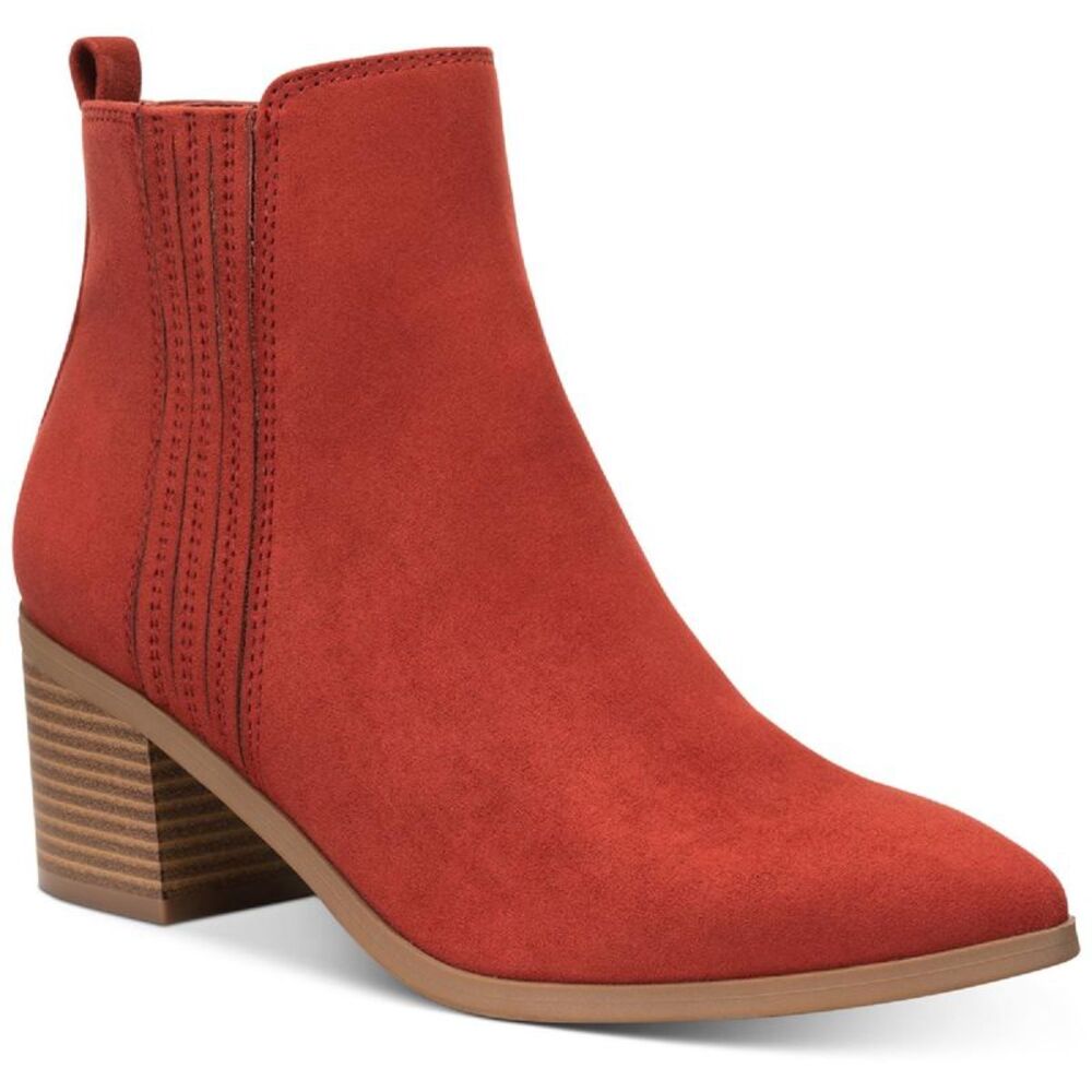 Sun + Stone Womens Asterr Red Slip On Dressy Pointed Toe Booties Shoes NWT